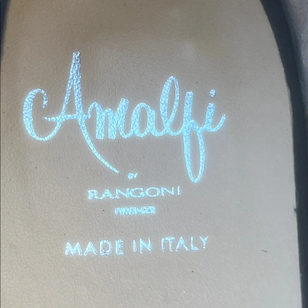 Amalfi by Rangoni Black Suede Bow Tie Gold Detail Flats Women's Size 11
